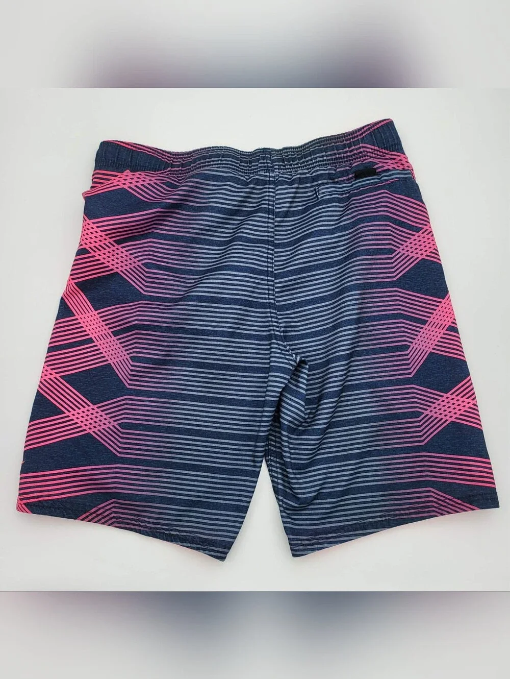 Nike Youth Navy Swim Trunks with Pink & Orange Accents